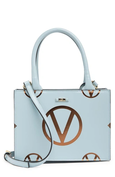Valentino By Mario Valentino Marie Magnus Logo Print Leather Handbag In Sky Blue