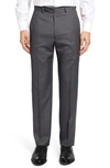 Santorelli Flat Front Twill Wool Dress Pants In Chgry