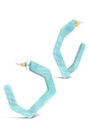 Sterling Forever Open Geometric Hoop Earrings In Sea Glass