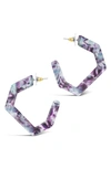 Sterling Forever Open Geometric Hoop Earrings In Water Lily