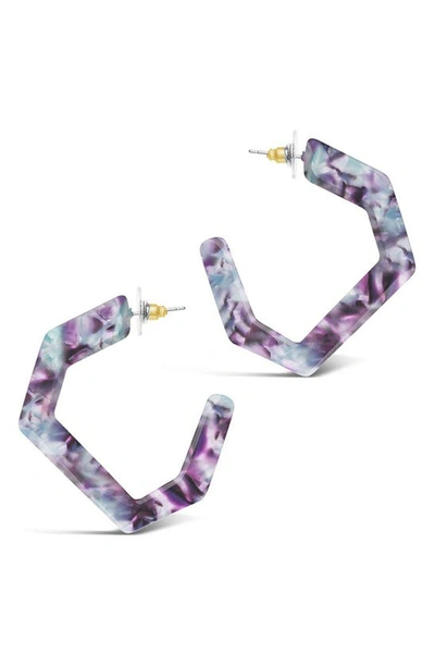 Sterling Forever Open Geometric Hoop Earrings In Water Lily