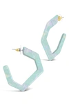 Sterling Forever Open Geometric Hoop Earrings In Mermaid