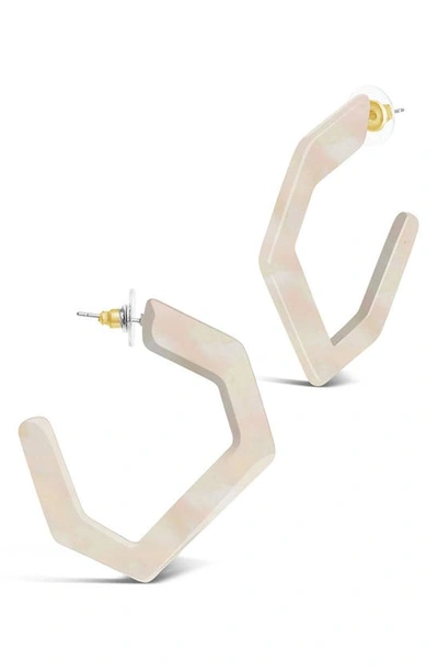 Sterling Forever Open Geometric Hoop Earrings In Sherbet