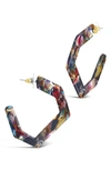 Sterling Forever Open Geometric Hoop Earrings In Light Confetti