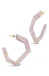 Sterling Forever Open Geometric Hoop Earrings In Pink Marble