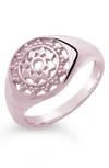 Sterling Forever Pinwheel Signet Ring In Rose Gold