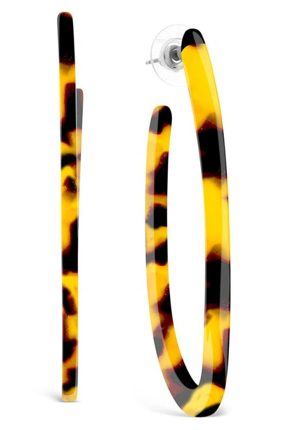 Sterling Forever 57mm Open Oval Resin Hoop Earrings In Tortoise