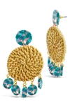 Sterling Forever Woven Straw Medalion Dangle Earrings In Rubble