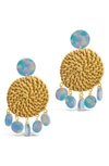 Sterling Forever Woven Straw Medalion Dangle Earrings In Breeze