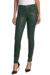 Lagence L'agence Marguerite Coated High Waist Skinny Jeans In Moss Coated