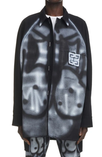 Givenchy X Chito Men's Oversized Graphic Sport Shirt In Black