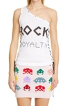 Stella Mccartney Asymmetrical One-shoulder Top With Rock Print In Pure White