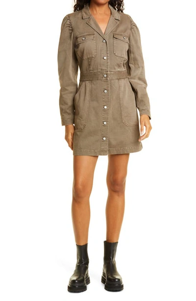Rails Lisette Long Sleeve Cotton Blend Twill Shirtdress In Olive/army