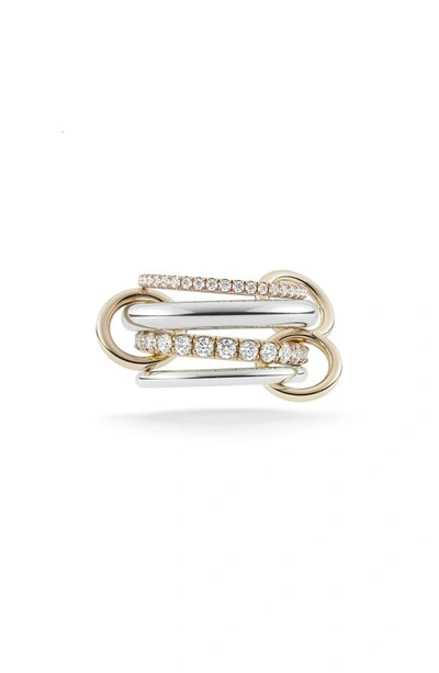 Spinelli Kilcollin Two-tone 4-link Ring With Diamonds In Multicolor