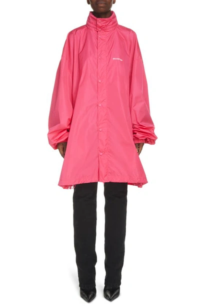 Balenciaga Nylon Jacket With Logo Print - Atterley In Pink