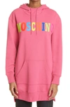 Moschino Logo Graphic Hoodie Dress In Fantasy Print Fuchsia