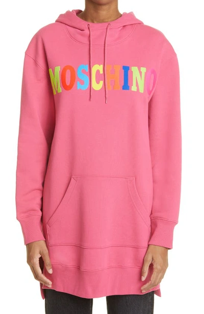 Moschino Logo Graphic Hoodie Dress In Purple