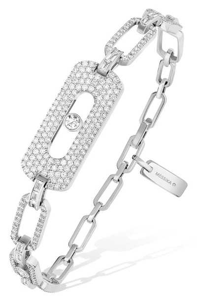 Messika 18k White Gold Move Link Diamond Chain Bracelet In Silver