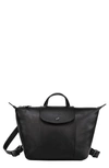 Longchamp Le Pliage Cuir Backpack In Black