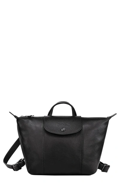 Longchamp Le Pliage Cuir Backpack In Black