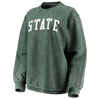 Pressbox Women's Green Michigan State Spartans Comfy Cord Vintage-like Wash Basic Arch Pullover Sweatshirt In Green