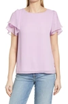 Vince Camuto Tulip Sleeve Chiffon Top In Soft Iris