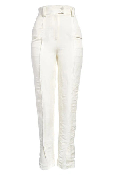 Aje Martino High-waist Tapered Linen Blend Trousers In Ivory