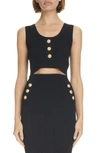 BALMAIN BALMAIN 3-BUTTON CROP SLEEVELESS SWEATER