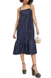 Topshop Floral Jacquard Sundress In Navy