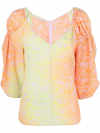 Stella Mccartney Ladies Purple Tie-dyed V-neck Blouse In Orange