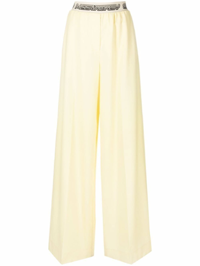 Stella Mccartney Logo Wool Pants In Yellow