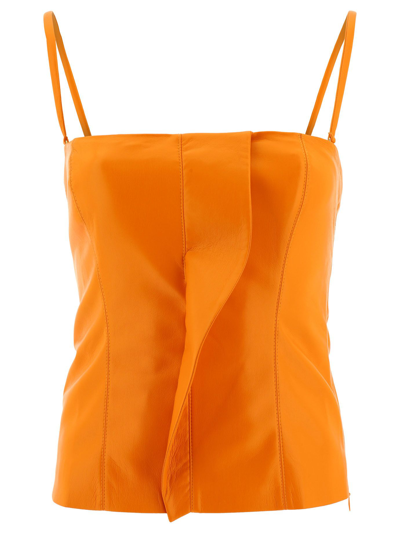 Nanushka Vegan Leather Thin-strap Camisole In Orange