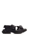Alexander Mcqueen Tread-sole Leather And Webbing Sandals In Black
