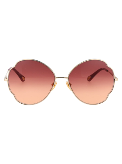 Chloé Ch0093s Sunglasses In 004 Gold Gold Red