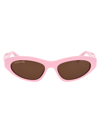 Balenciaga Logo Twisted Acetate Cat-eye Sunglasses In 004 Pink Pink Brown