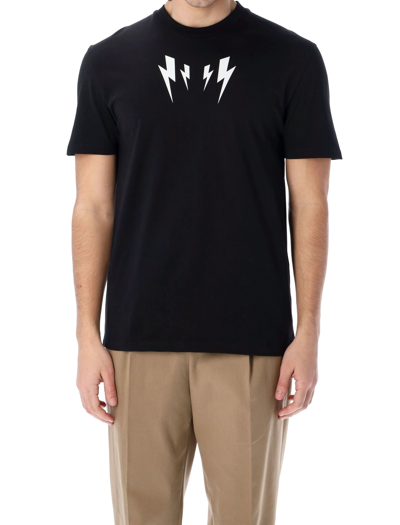 Neil Barrett Mirrored Bolt Cotton Jersey T-shirt In Black