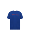 Just Don Crewneck T-shirt With Lettering And Multicolored Patch In Blue