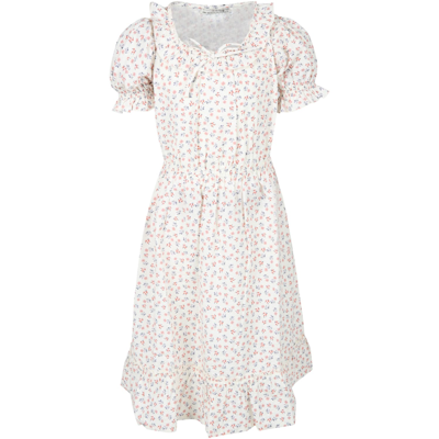 The New Society Kids' Ivory Dress For Girl With Flowers In Multicolor