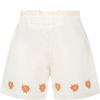 The New Society Clementine Embroidered Floral Cotton Shorts In Ivory