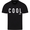 DSQUARED2 BLACK T-SHIRT FOR KIDS WITH WHITE LOGO