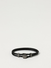 Versace Medusa Logo Double Wire Leather Bracelet In Black