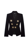 BALMAIN DOUBLE-BREASTED BLACK WOOL BLAZER WITH SQUARE BUTTONS