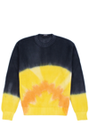 Msgm Tie-dye Print Cotton Sweater In Blu/giallo