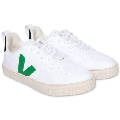 Veja Kids' Trainers In Smooth Synthetic Leather In Bianco
