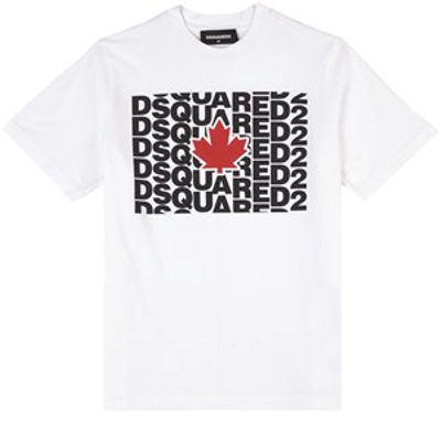 Dsquared2 Kids White Logo-print Cotton T-shirt