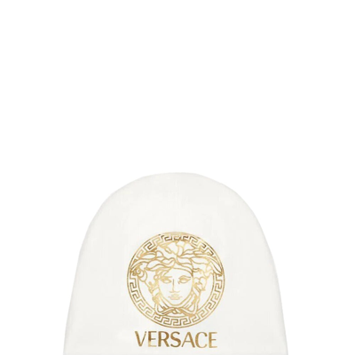 Versace Baby White Medusa Print Beanie Hat
