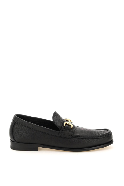 Henderson Grained Leather Renzo Penny Loafers In Black