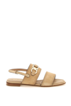 Ferragamo Double-strap Slingback Sandals In Beige