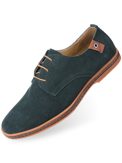 Mio Marino Men's Classic Suede Derby Oxford Shoes Men's Shoes In Hunter Green