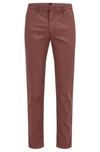 Hugo Boss Slim-fit Chinos In Stretch-cotton Gabardine- Dark Red Men's Chinos Size 34r